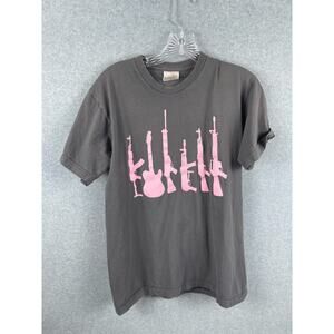 Ubiquity Music is the Weapon of Future Shirt‎ Men's M Gray Pink Weapon Guitar